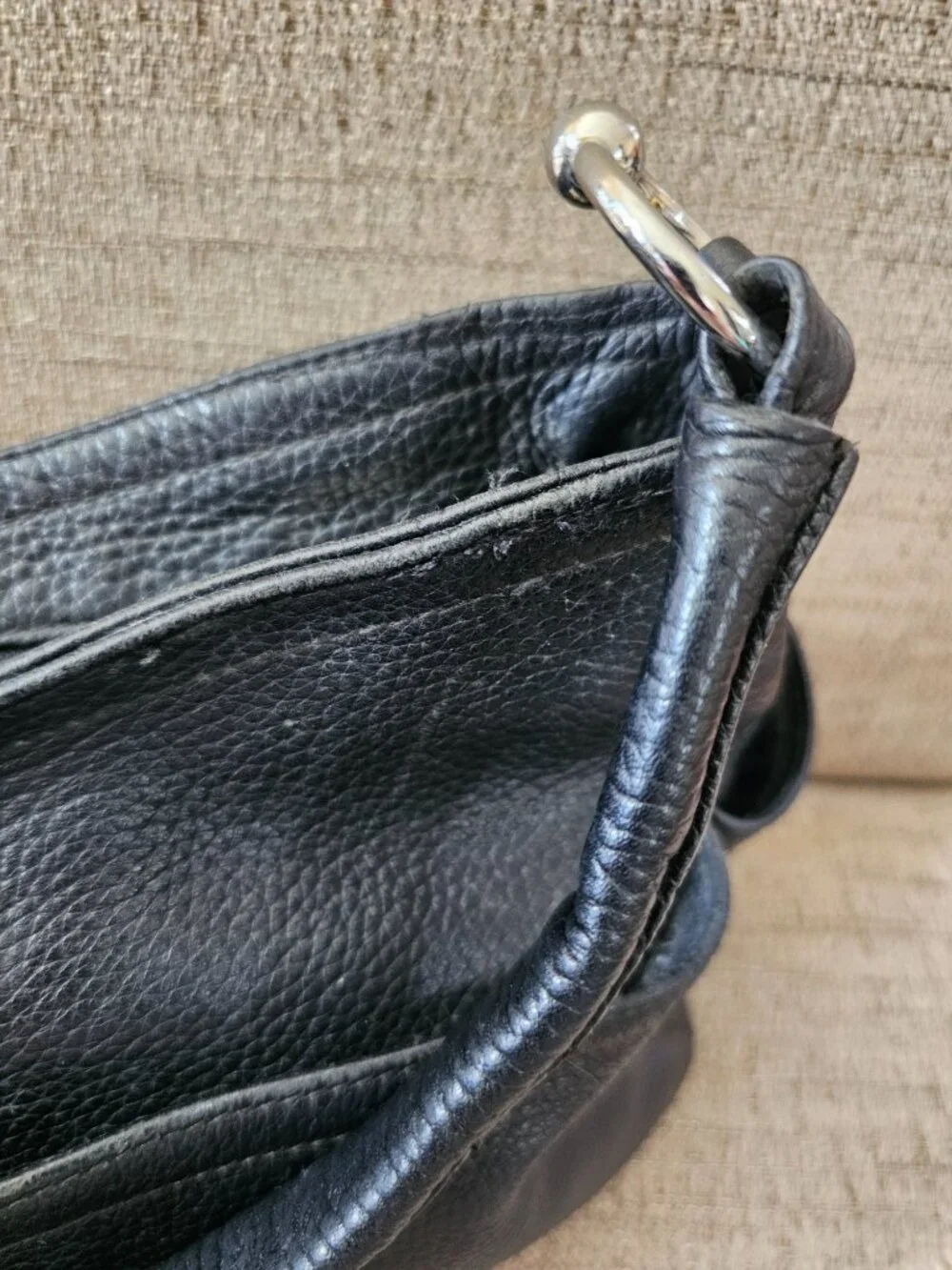 Furla Black Genuine Leather Studded Crystal Hobo Shoulder Bag